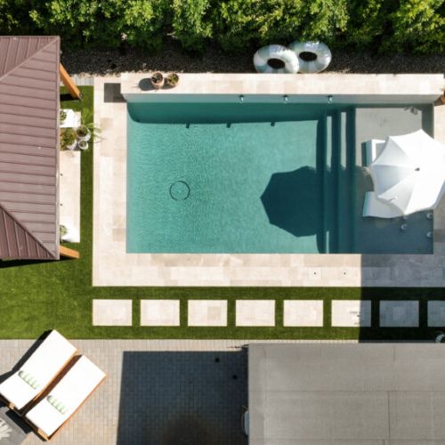 Arial view of the gorgeous backyard