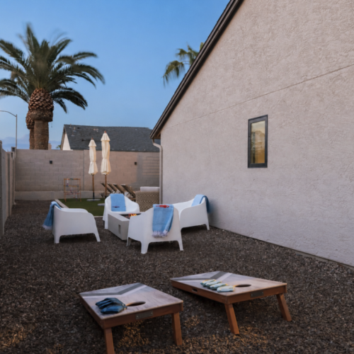 One of several outdoor gathering spaces
