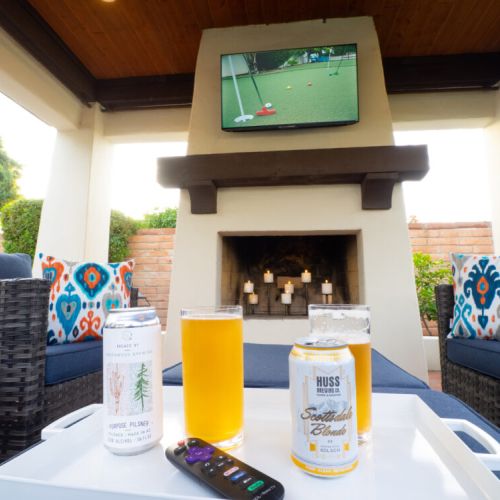 Ramada with lounge seating and 55 inch smart TV