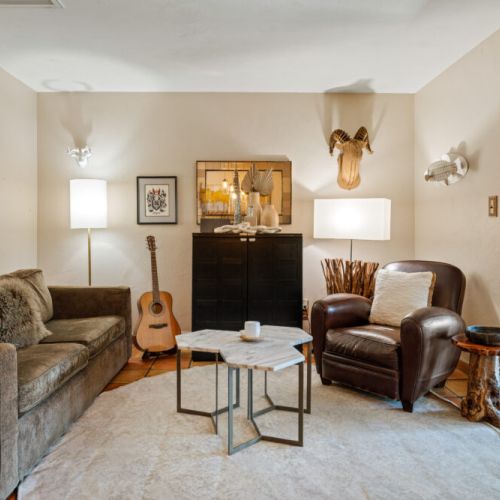 Relax in sophisticated comfort with our premium living spaces and Sonos sound system.