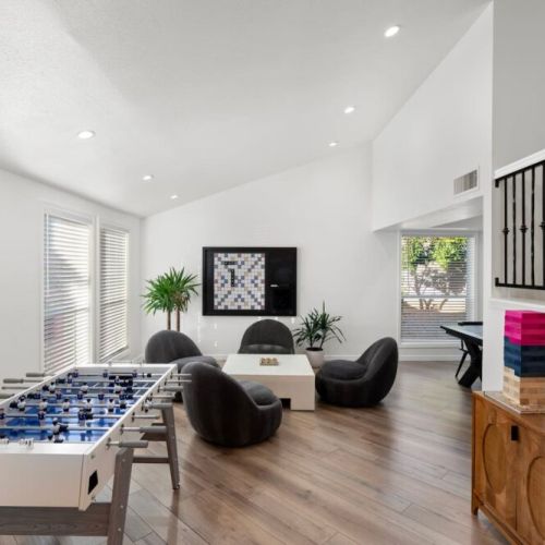 "We had so much fun in this room, between the wall scrabble and the foosball!"