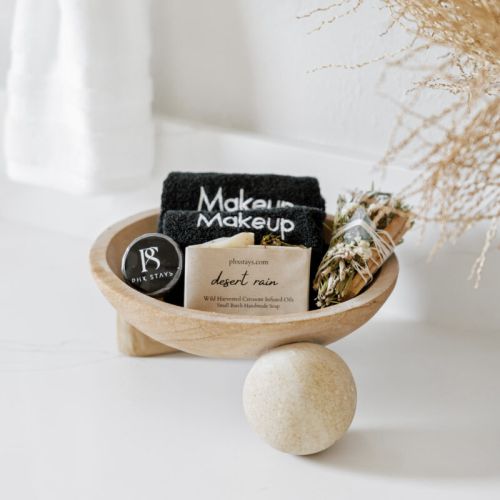 Complimentary lip balm, and hand-made soap