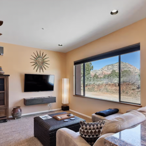 Studio with sofa, smart TV