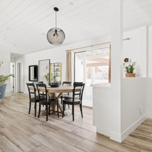 Dining space with a view of the backyard!