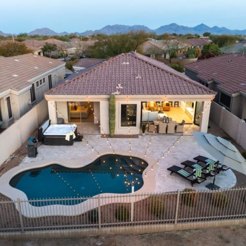 Arial view of the gorgeous backyard