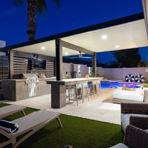 Take a seat in the evening- watch tv, watch the chef prepare your meal, or watch your friends/family in the pool
