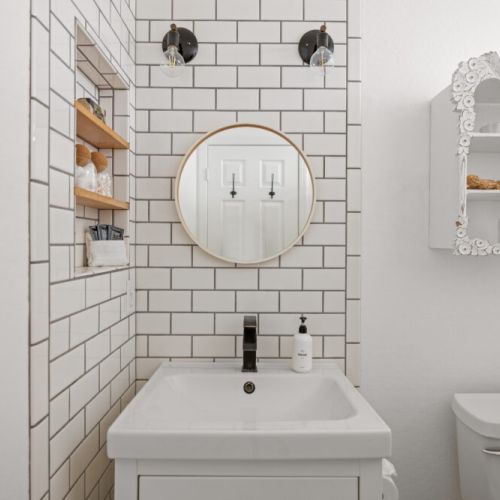 Master bathroom with tub/shower combo