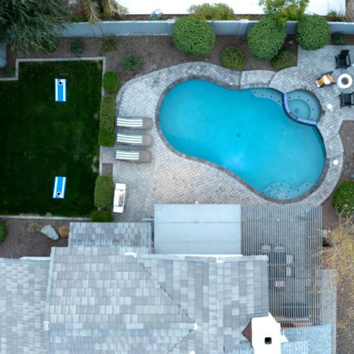 heated pool with hot ub