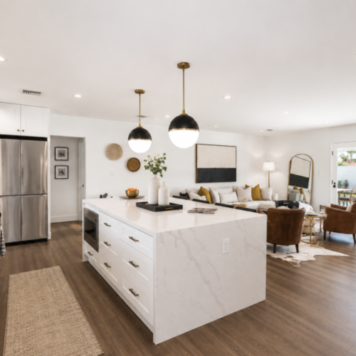 Oversized island for gathering and cooking in