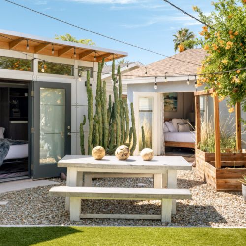 Escape to our sophisticated Scottsdale retreat featuring 5 bedrooms, private casita, and backyard paradise.