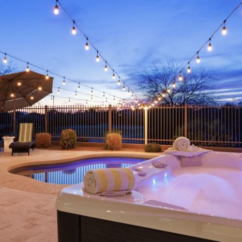 Hot tub overlooking the golf course