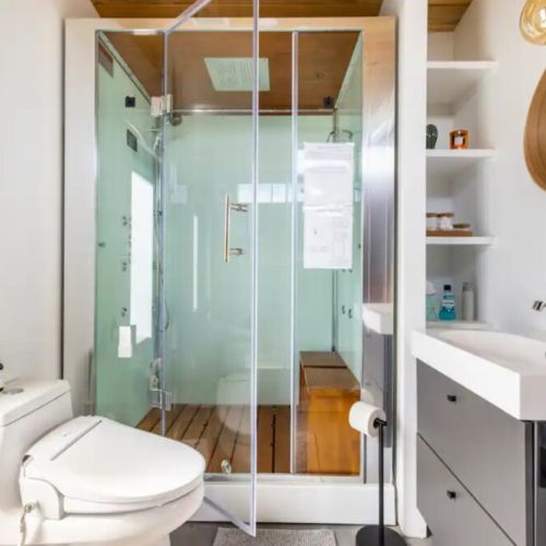 Private steam shower in the casita