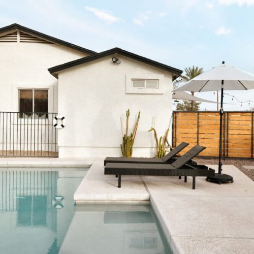 Fenced-in pool area