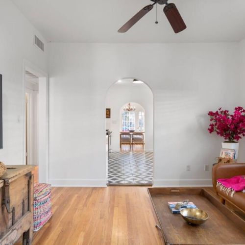 The den, with a smart TV and a fold out sofa