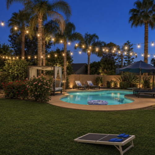 newly added bistro lights for the perfect evening ambiance