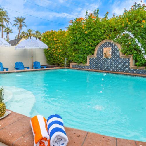 The backyard is nothing short of an oasis.