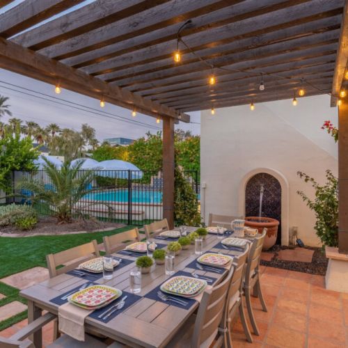 Enjoy complete access to the private home including yards, patios, pool, spa, and all of our other outdoor amenities.