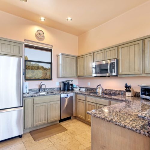 Fully stocked kitchen with a view