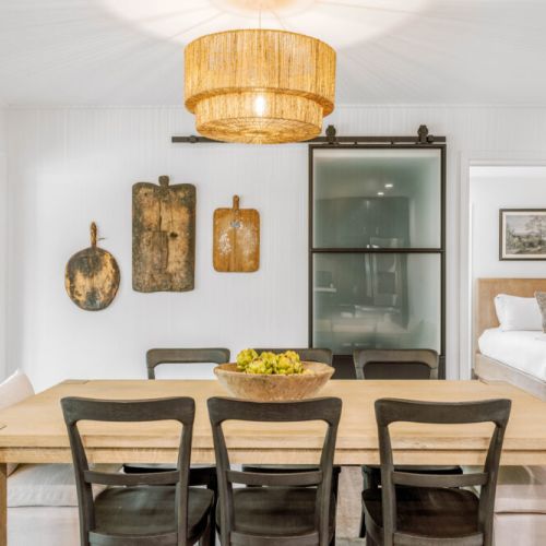 Seating for eight around the dining room table.