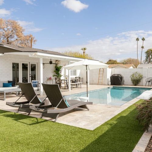 Take a dip or lounge poolside