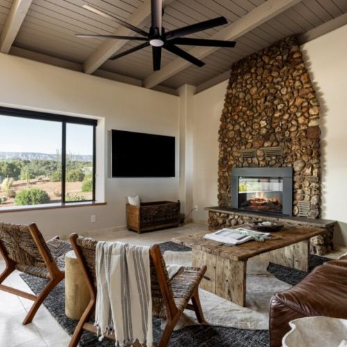Smart TV, fireplace and VIEWS  from the great room...