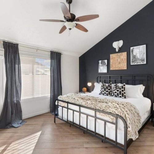 Master bedroom with accent wall is so elegant