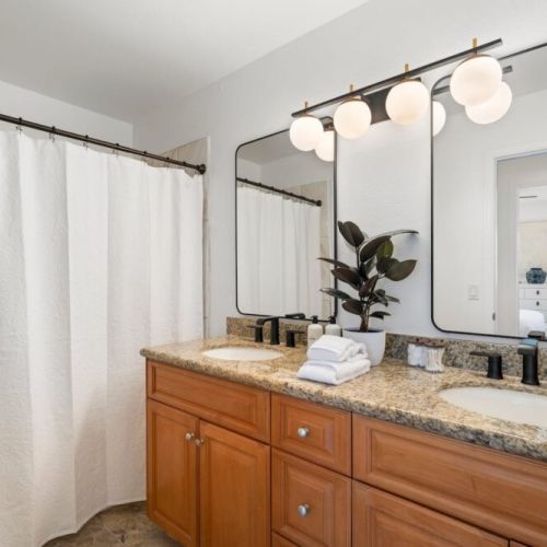 Upstairs bathrooms with shower. tub combo.