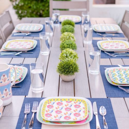 share a sunset meal at the dining table with room for 8 under the pergola