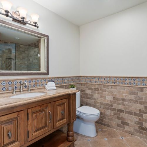 Bathroom with glass-door shower