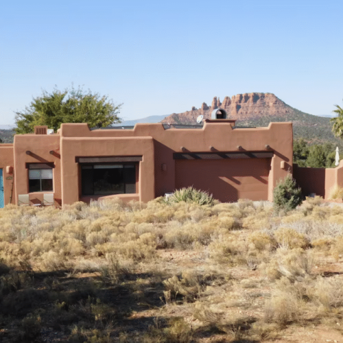 The turquoise door is your entrance to the private studio