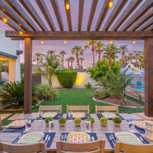 Dine outside with style under the covered patio