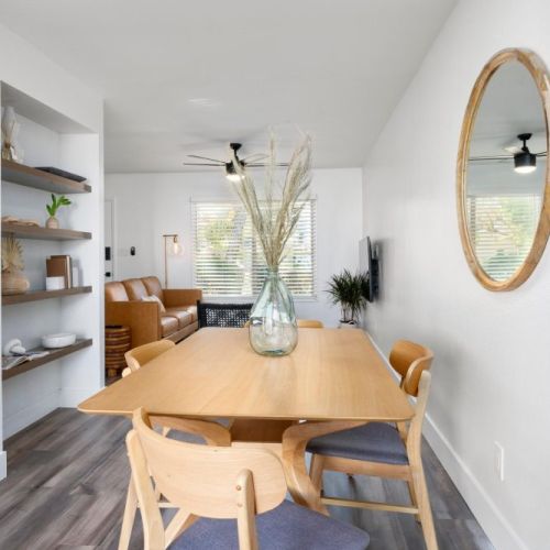 Gather with friends at the dining table right off the kitchen.