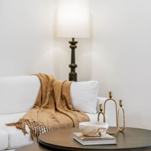 Cozy up in one of several areas of the house- this is just one of them