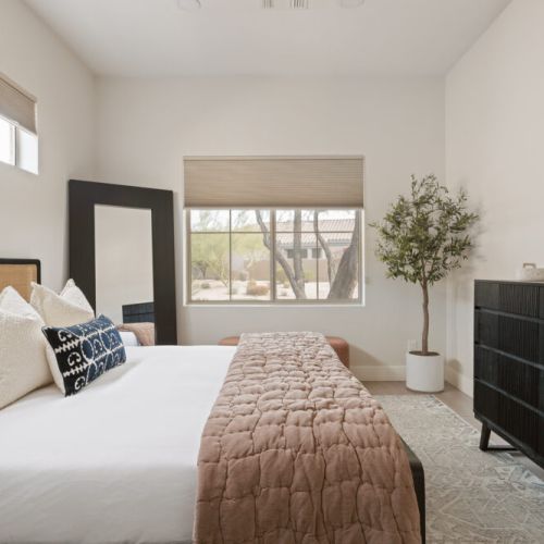"We loved EVERYTHING about this place! Gorgeous open floor plan with a beautiful fully equipped kitchen . Slider doors that opened to the covered patio and pool area. The hot tub felt great after a long day of nearby golfing and hiking. Beautiful and peaceful sunset views overlooking the Wildfire Golf course! By far the best Airbnb we have stayed at. Thank you Jackie 😊" -Susan