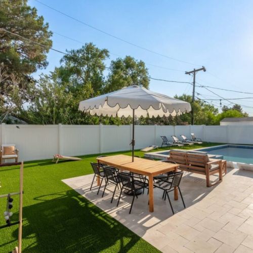 New heated pool and spa.