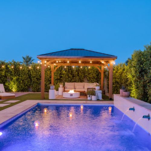 Gently lit gazebo for enjoying the grand desert evenings