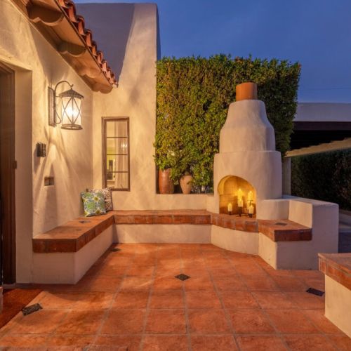 The charming fireplace at your front door