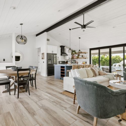Luxury, open-plan dining, living and kitchen spaces