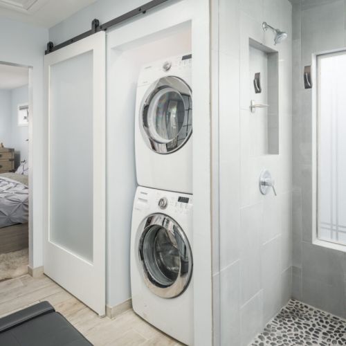 Laundry convenience with washer/dryer and complimentary eco-friendly detergent provided.