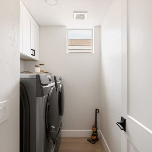 Full size washer and dryer with supplies