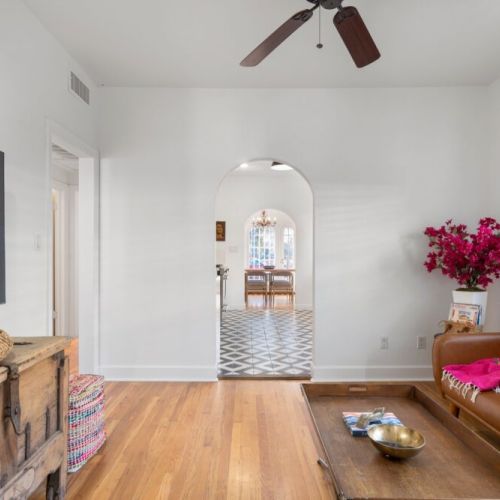 The den, with a smart TV and a fold out sofa